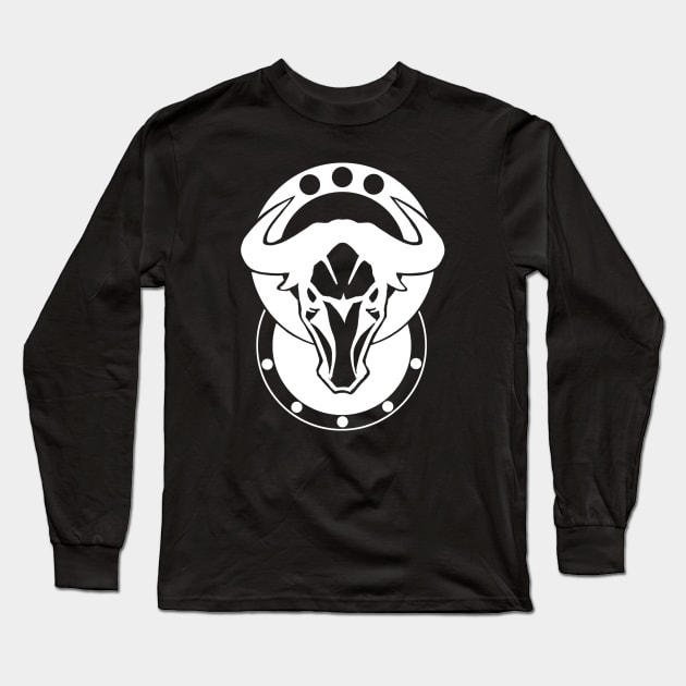 Bull Head - Original Logo Banner Sigil - Light Design for Dark Backgrounds Long Sleeve T-Shirt by Indi Martin